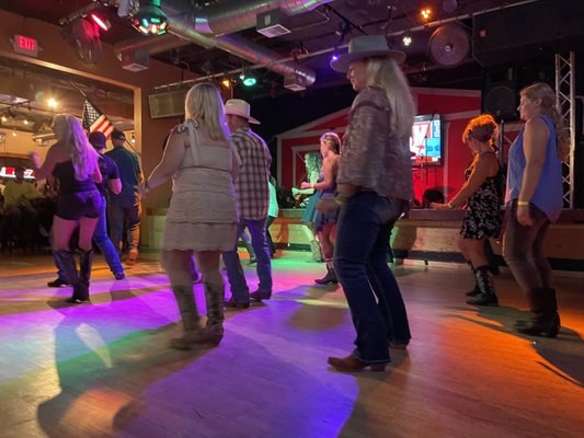 The dance floor at Whiskey River Dancehall & Saloon